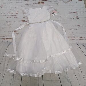 Flower Girls Babtism White Formal Dress